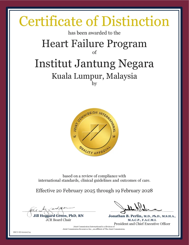 IJN Recognised as Malaysia’s First JCI COE Heart Failure Centre